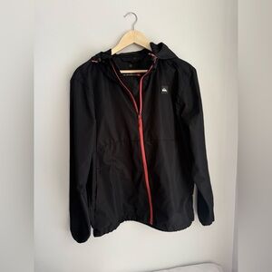 Quiksilver Black Windbreaker Zip Up Hooded Light Jacket